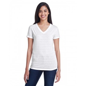 252RV Threadfast Apparel Ladies' Invisible Stripe V Neck T-Shirt