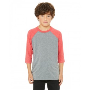 3200Y Bella + Canvas Youth 3/4 Sleeve Baseball T-Shirt