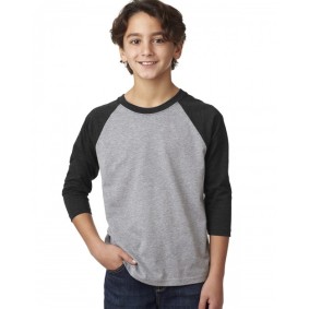 3352 Next Level Apparel Youth CVC 3/4 Sleeve Raglan Shirt