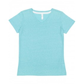 3591 LAT Ladies' Harborside Melange Jersey V Neck T-Shirt