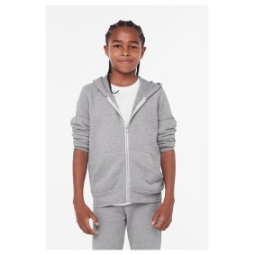 3739Y Bella + Canvas Youth Sponge Fleece Full-Zip Hooded Sweatshirt