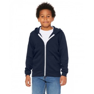 3739Y Bella + Canvas Youth Sponge Fleece Full-Zip Hooded Sweatshirt