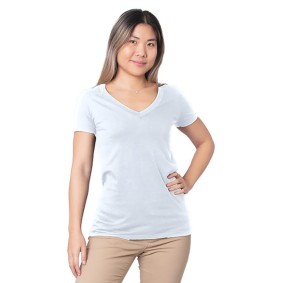 5875 Bayside Ladies' Fine Jersey V Neck T-Shirt