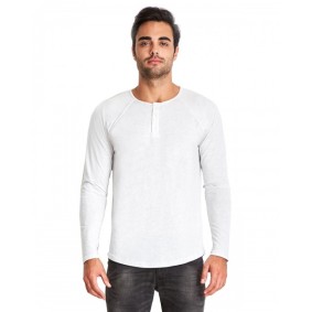 6072 Next Level Apparel Men's Tri Blend Long Sleeve Henley Shirt