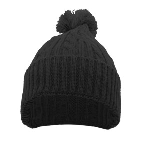 643K Pacific Headwear Cable Knit Pom Pom Beanie Hat