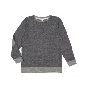 6965 LAT Adult Harborside Melange French Terry Crewneck Sweatshirt with Elbow Patches