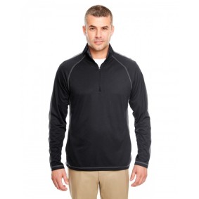 8398 UltraClub   Adult Cool & Dry Sport Quarter-Zip Pullover with Side and Sleeve Panels