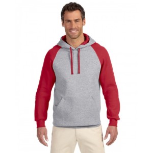 96CR Jerzees Adult NuBlend Colorblock Raglan Pullover Hooded Sweatshirt