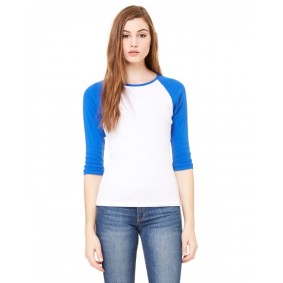 B2000 Bella + Canvas Ladies' Baby Rib 3/4 Sleeve Contrast Raglan T-Shirt