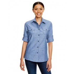 B5255 Burnside Ladies Woven Chambray Shirt