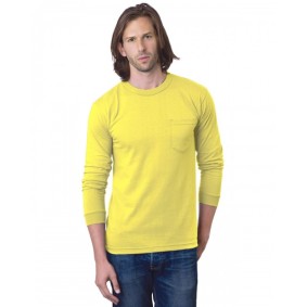 BA8100 Bayside Adult Long Sleeve Cotton Pocket T-Shirt