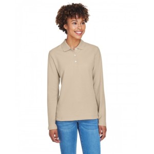 D110W Devon & Jones Ladies' Pima Pique Long Sleeve Polo Shirt