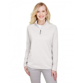 DG480W Devon & Jones CrownLux Performance Ladies' Clubhouse Micro-Stripe Quarter Zip Sweater