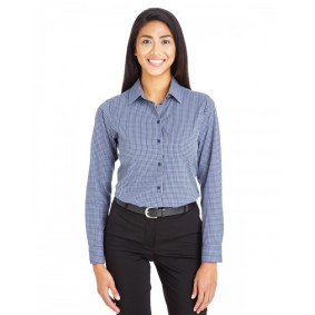 DG535W Devon & Jones CrownLux Ladies' Tonal Mini Check Woven Performance Shirt