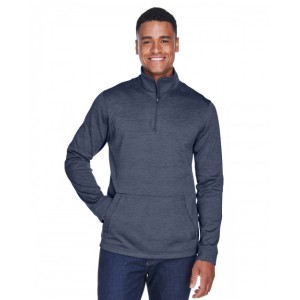 DG798 Devon & Jones Men's Newbury Melange Quarter Zip Fleece Jacket