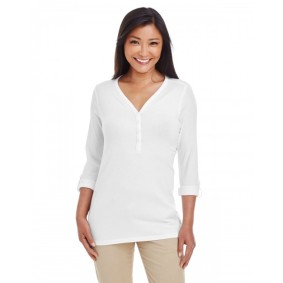 DP186W Devon & Jones Ladies' Perfect Fit Y-Placket Convertible Sleeve Knit Top