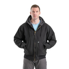 HJ317 Berne Men's Highland Flex180 Washed Duck Hooded Work Jacket