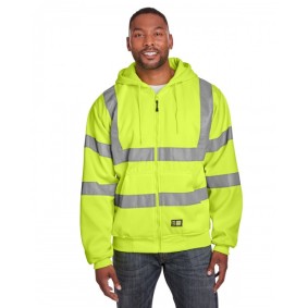 HVF021 Berne Men's Hi-Vis Class 3 Lined Hooded Sweatshirt