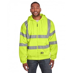 HVF021T Berne Men's Tall Hi-Vis Class 3 Lined Full-Zip Hooded Sweatshirt