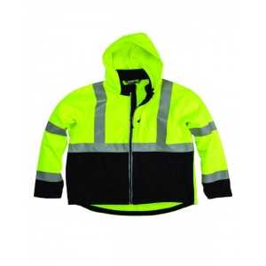 HVJ206T Berne Men's Tall Hi-Vis Class 3 Hooded Softshell Jacket