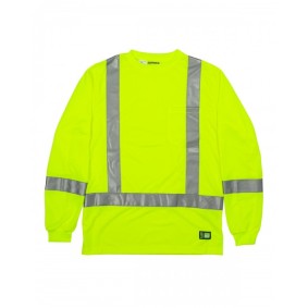 HVK013 Berne Men's Class 3 Performance Hi-Vis Long Sleeve Pocket T-Shirt