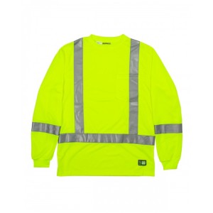 HVK013 Berne Men's Class 3 Performance Hi-Vis Long Sleeve Pocket T-Shirt