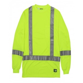 HVK013T Berne Men's Tall Class 3 Performance Hi-Vis Long Sleeve T-Shirt