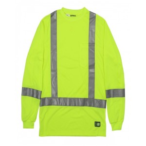 HVK013T Berne Men's Tall Class 3 Performance Hi-Vis Long Sleeve T-Shirt