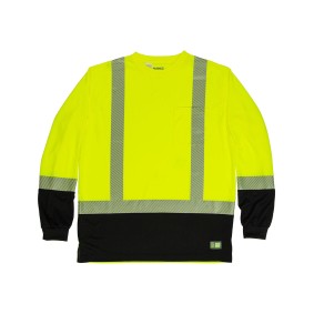 HVK018 Berne Men's Class 3 Color Blocked Long Sleeve Hi-Vis T-Shirt