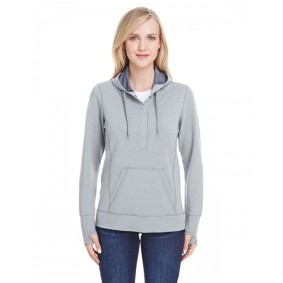 JA8431 J America Ladies' Omega Stretch Snap-Placket Hooded Sweatshirt