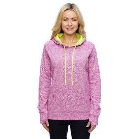 JA8616 J America Ladies' Cosmic Contrast Fleece Hooded Sweatshirt