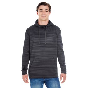 JA8661 J America Adult Odyssey Striped Poly Fleece Pullover Hood Sweatshirt