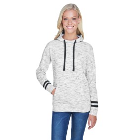 JA8674 J America Ladies' Melange Scuba Neck Hoodie Sweatshirt