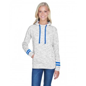 JA8674 J America Ladies' Melange Scuba Neck Hoodie Sweatshirt