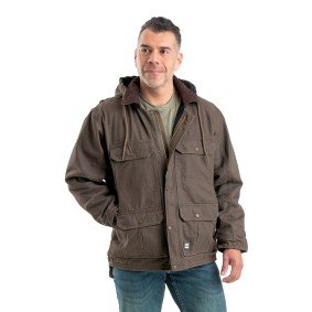 JC613 Berne Men's Heartland Washed Duck Zip-Off Hooded Coat