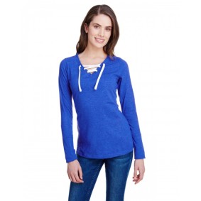 LA3538 LAT Ladies' Long Sleeve Fine Jersey Lace Up T-Shirt