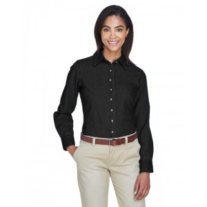 M550W Harriton Ladies' Long-Sleeve Denim Shirt