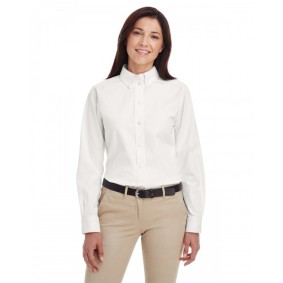 M581W Harriton Ladies' Foundation 100% Cotton Long Sleeve Twill Shirt with Teflon