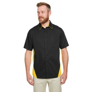 M586T Harriton Men's Tall Flash IL Colorblock Short Sleeve Woven Shirt