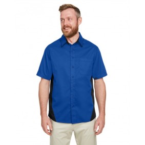 M586T Harriton Men's Tall Flash IL Colorblock Short Sleeve Woven Shirt