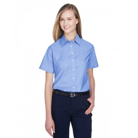 M600SW Harriton Ladies' Short Sleeve Oxford Shirt with Stain-Release