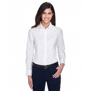 M600W Harriton Ladies' Long Sleeve Oxford Shirt with Stain-Release