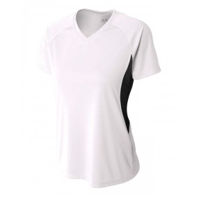 NW3223 A4 Ladies' Color Block Performance V Neck T-Shirt