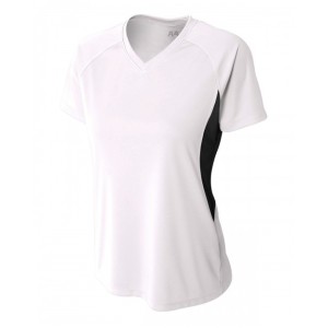 NW3223 A4 Ladies' Color Block Performance V Neck T-Shirt