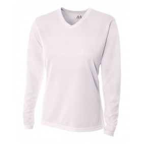 NW3255 A4 Ladies' Birds-Eye Mesh Long Sleeve V Neck T-Shirt