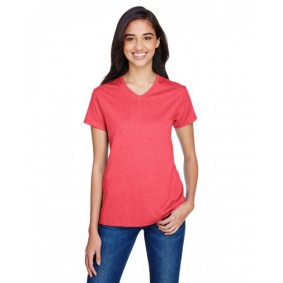 NW3381 A4 Ladies' Topflight Heather V Neck T-Shirt