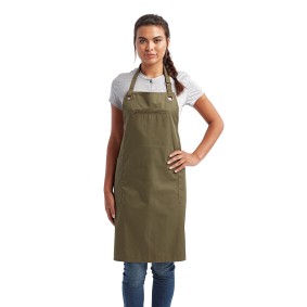 RP121 Artisan Collection by Reprime Unisex Barley Contrast Stitch Recycled Bib Apron