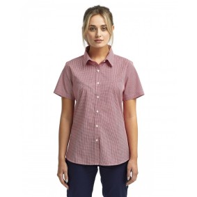 RP321 Artisan Collection by Reprime Ladies' Microcheck Gingham Short Sleeve Cotton Shirt