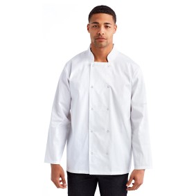 RP665 Artisan Collection by Reprime Unisex Studded Front Long-Sleeve Chef's Jacket