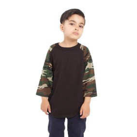 SHRAGCY Shaka Wear Youth Three Quarter Sleeve Camo Raglan T-Shirt